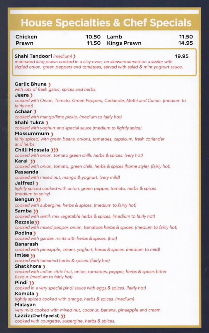 Manzil Tandoori Restaurant in Morpeth, Indian Restaurant & Takeaway Menu