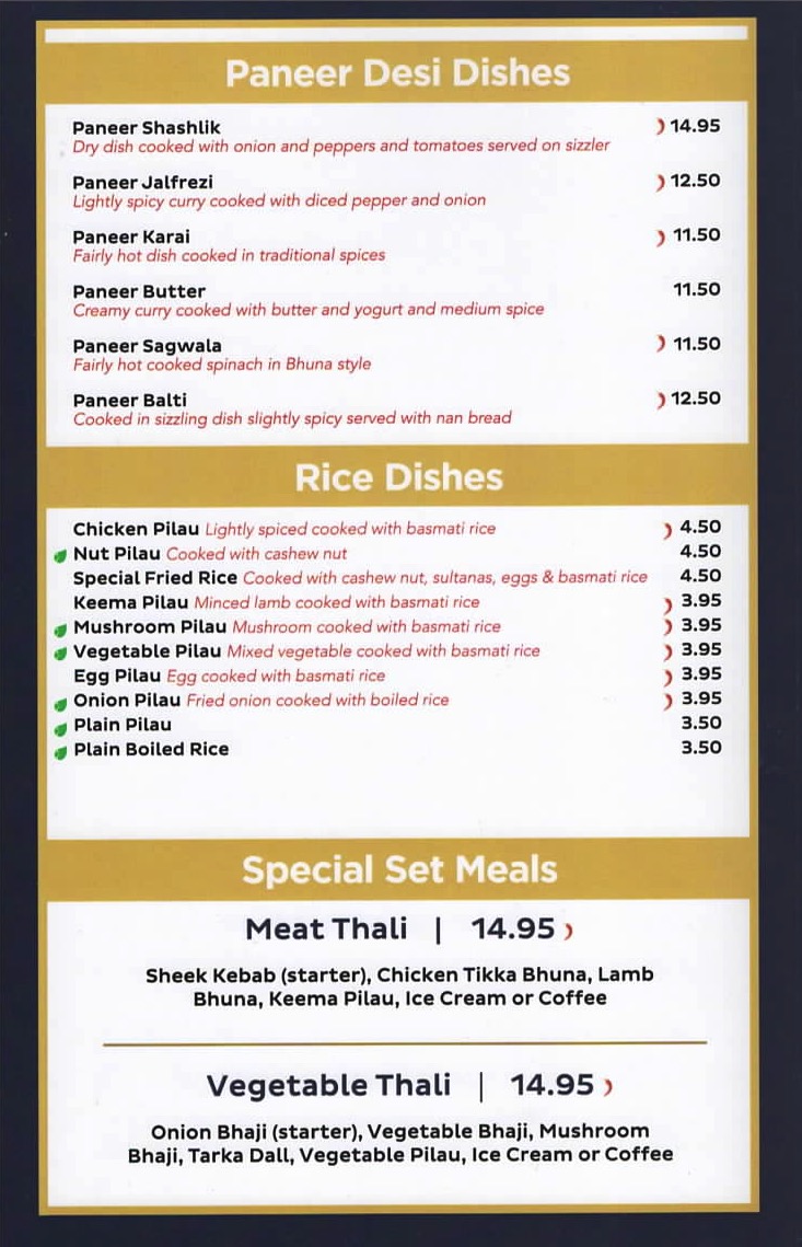 Manzil Tandoori Restaurant in Morpeth, Indian Restaurant & Takeaway Menu