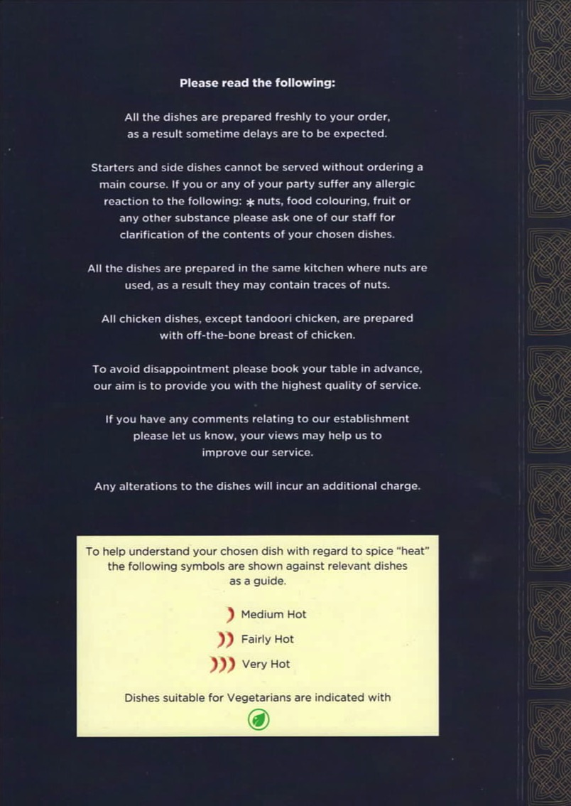 Manzil Tandoori Restaurant in Morpeth, Indian Restaurant & Takeaway Menu
